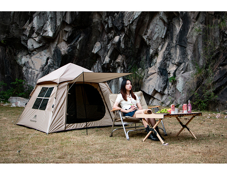 Cheap Goat Tents Outdoor Automatic Tent 150D Oxford Cloth Portable 3 4 Persons Fast Build Camping Tent With Door Awning Tarp   